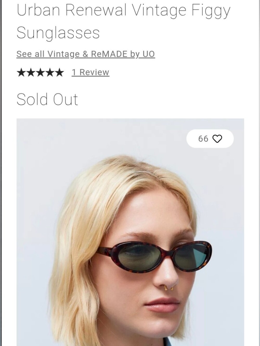 Urban Renewal Vintage Figgy Demi Oval Sunglasses